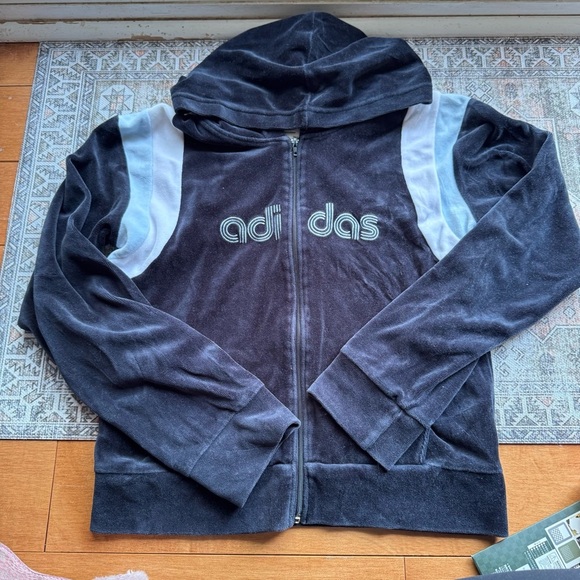 Vintage 2003 Children's Adidas Black and White Track Jacket with Stand-Up Collar - Picture 1 of 8